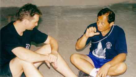 Grand Tuhon Leo T. Gaje and Mandala Uli Weidle relax in a training break